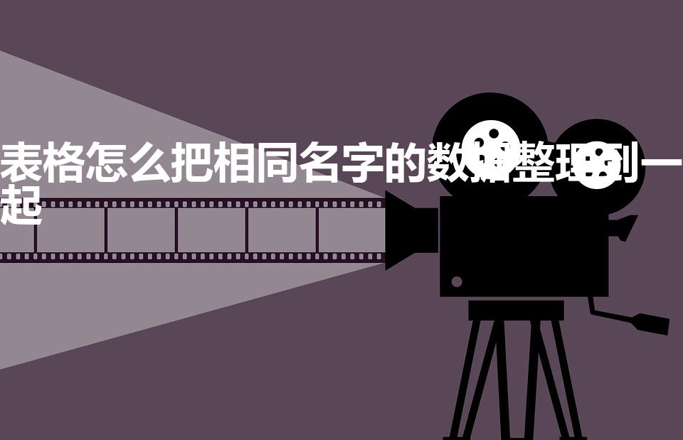 表格怎么把相同名字的数据整理到一起