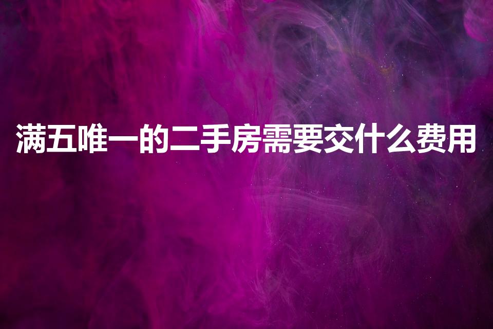 满五唯一的二手房需要交什么费用