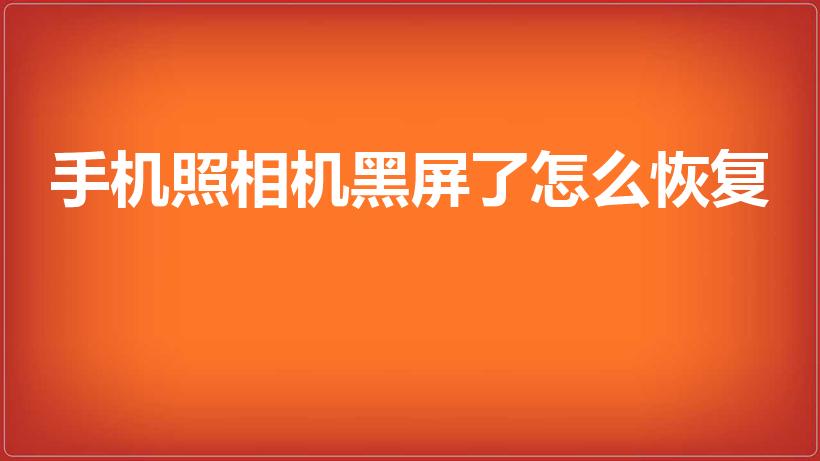 手机照相机黑屏了怎么恢复（手机相机黑屏无法拍照怎么办）
