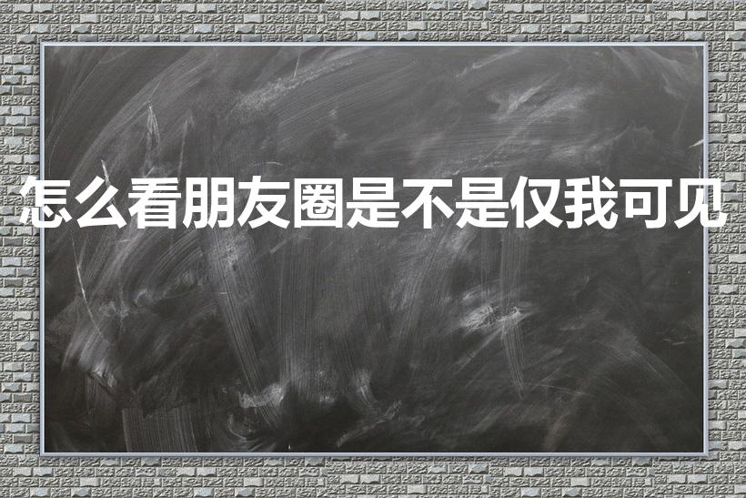 怎么看朋友圈是不是仅我可见