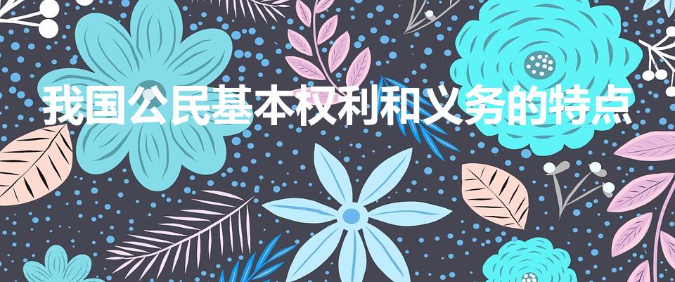 我国公民基本权利和义务的特点