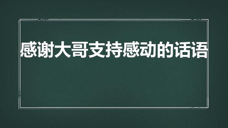 感谢大哥支持感动的话语（感谢大哥支持感动的话语有哪些）