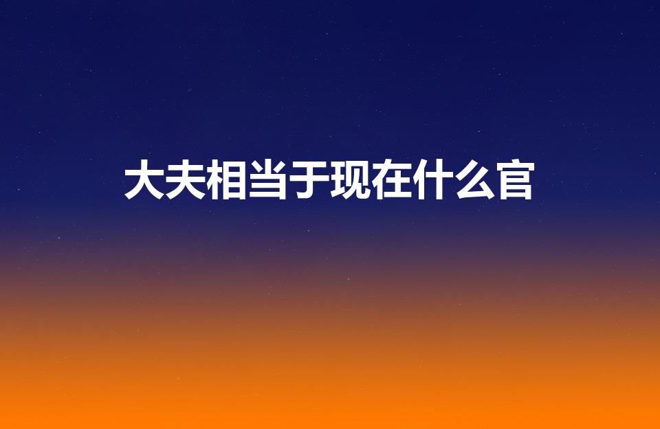 大夫相当于现在什么官（秦朝大夫相当于现在的什么官）
