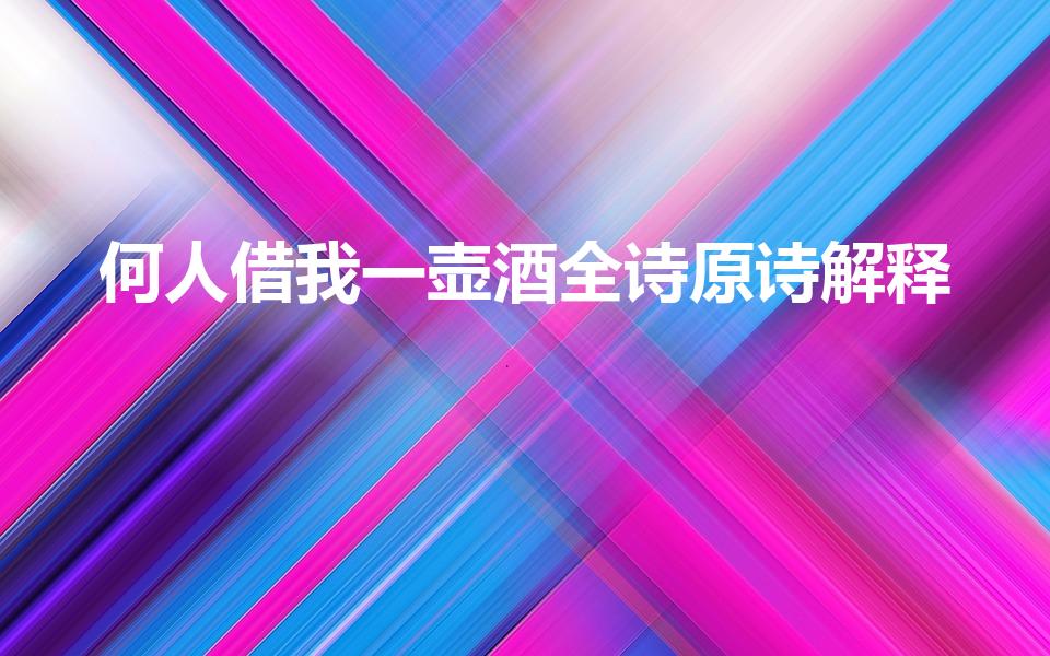 何人借我一壶酒全诗原诗解释（何人借我一壶酒全诗）