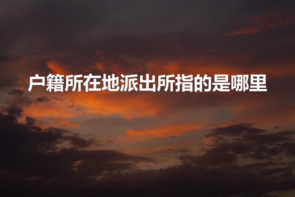 户籍所在地派出所指的是哪里（户籍所在地派出所是指哪里）
