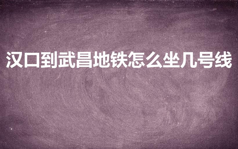 汉口到武昌地铁怎么坐几号线（汉口到武昌站坐地铁需要多久）