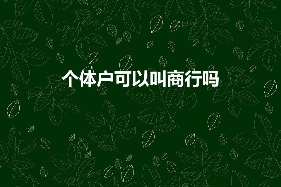 个体户可以叫商行吗（个体工商户可以叫商行吗）