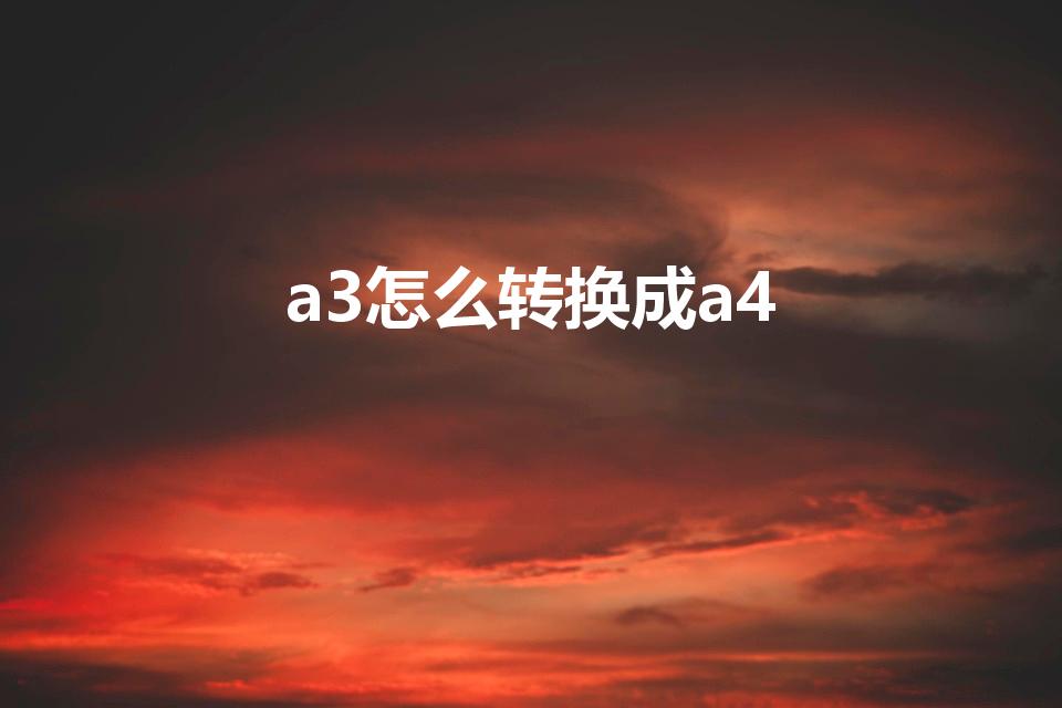 a3怎么转换成a4（a3文件如何改成a4大小）