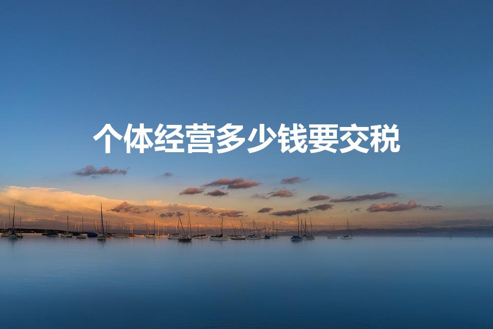 个体经营多少钱要交税（个体工商户营业额达到多少需要交税）