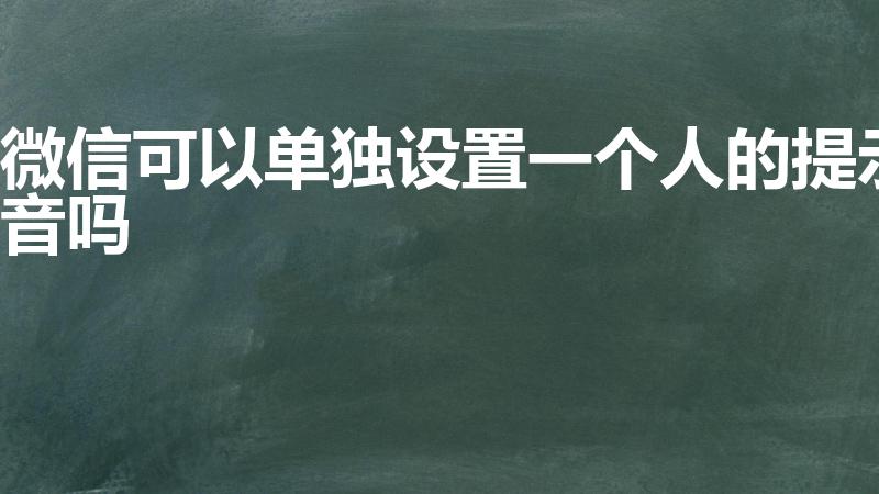 微信可以单独设置一个人的提示音吗
