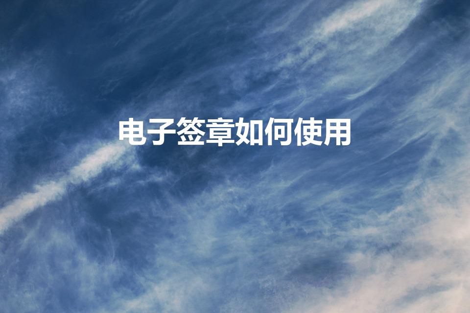 电子签章如何使用（电子签章怎么操作）