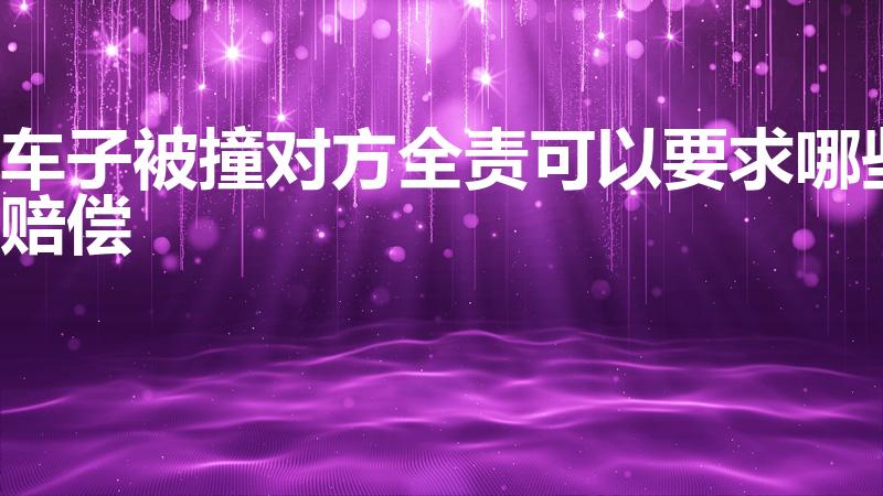 车子被撞对方全责可以要求哪些赔偿