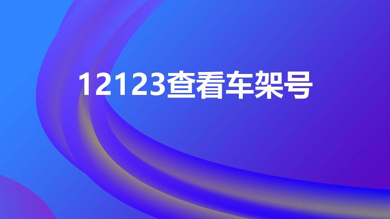 12123查看车架号（汽车车架号查询用的什么软件）