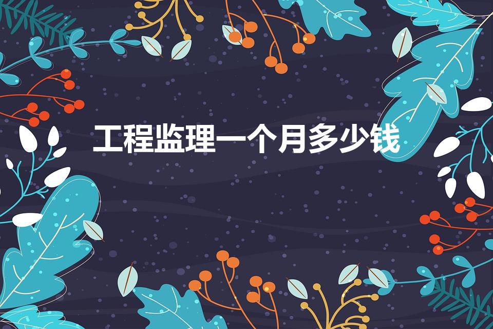 工程监理一个月多少钱（工程监理工资一个月多少钱）