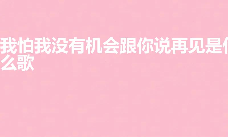 我怕我没有机会跟你说再见是什么歌