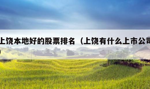 上饶本地好的股票排名？上饶有什么上市公司
