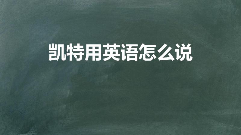 凯特用英语怎么说（kate英语怎么读）